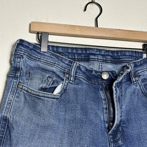 Buffalo David Bitton Jean Men 36 Stretch Straight Dark Wash Distressed Jackson-X - Picture 5 of 15